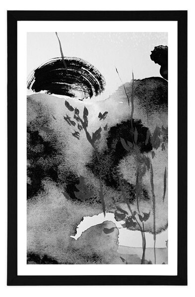 Poster cu passepartout pictura cerului japonez în design alb-negru