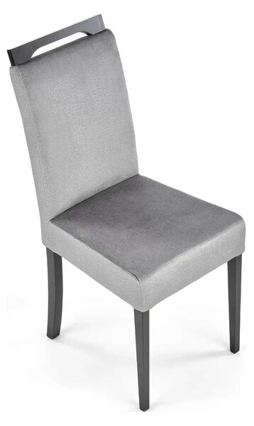 Scaun CLARION 2, gri/negru, stofa catifelata/lemn, 42x58x97 cm