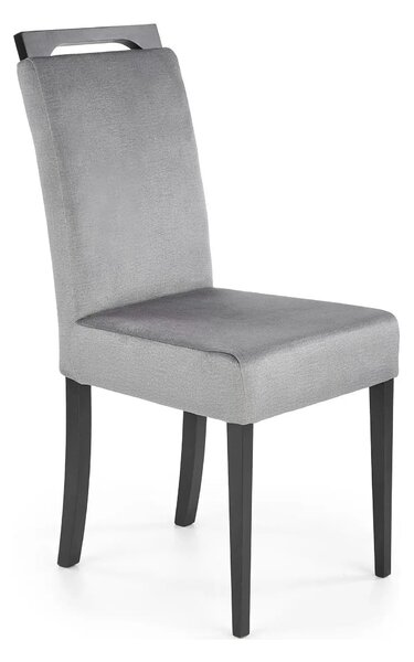 Scaun CLARION 2, gri/negru, stofa catifelata/lemn, 42x58x97 cm