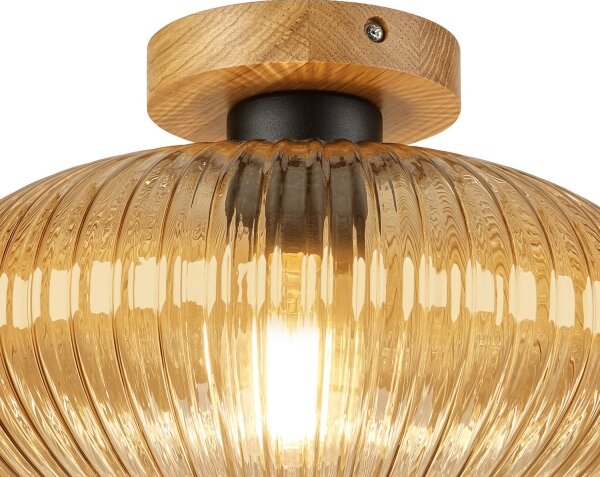 Plafonieră MILOU WOOD 1xE27/15W/230V stejar/bej fumuriu, diam. 29 cm