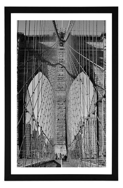 Poster cu passepartout podul Manhattan în New York în design alb-negru