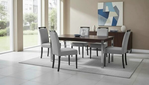 Scaun CLARION 2, gri/negru, stofa catifelata/lemn, 42x58x97 cm