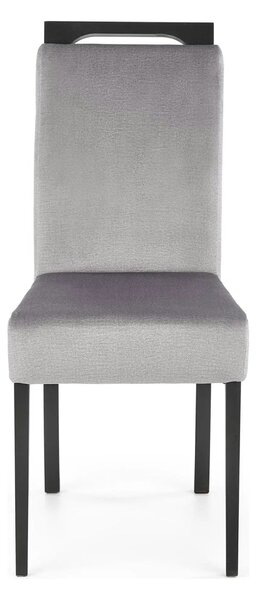 Scaun CLARION 2, gri/negru, stofa catifelata/lemn, 42x58x97 cm