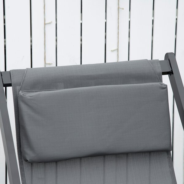 Outsunny Set 2 Scaune Fotoliu Sezlong pentru Exterior, Pliabile si Rabatabile, din Aluminiu, Gri, 96.5 x 58 x 91.5cm | Aosom Romania