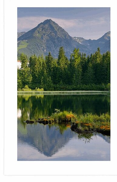 Poster cu passepartout panorama munților frumoasă lângă lac