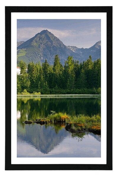 Poster cu passepartout panorama munților frumoasă lângă lac