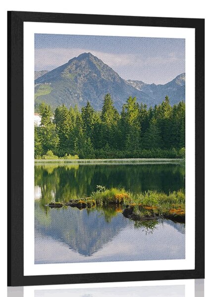 Poster cu passepartout panorama munților frumoasă lângă lac