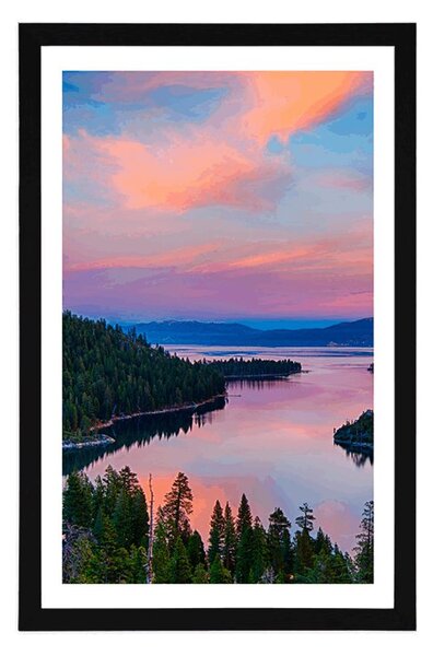 Poster cu passepartout lacul la apus de soare