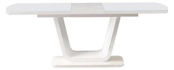 Masa extensibila OLAV, alb, sticla temperata, 160/200x90x75 cm