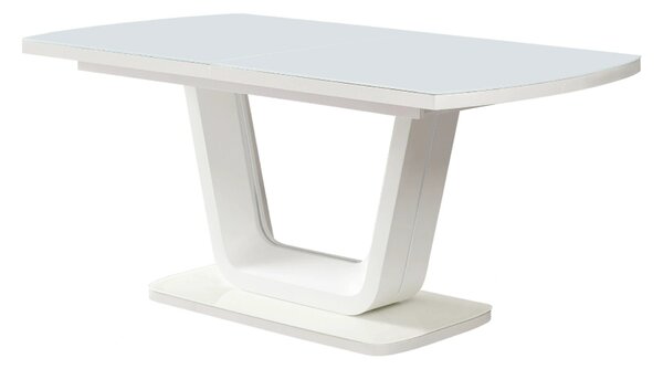 Masa extensibila OLAV, alb, sticla temperata, 160/200x90x75 cm