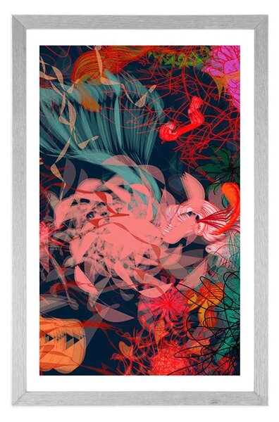Poster cu passepartout flori abstracte