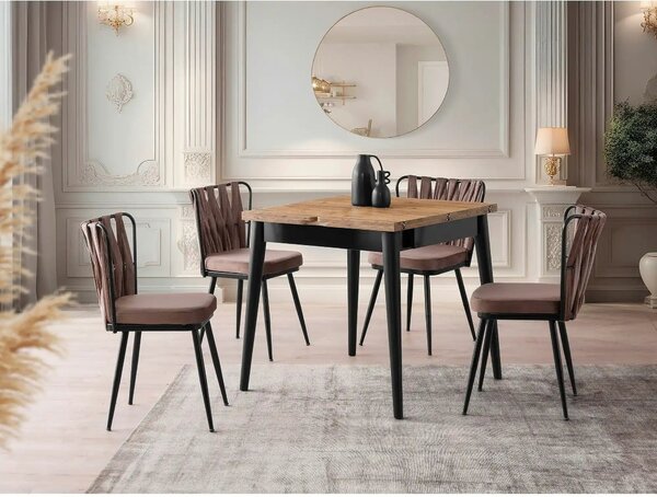 Masa extensibila TOTEM 3043, stejar/negru, PAL melaminat, 80/160x80x75
