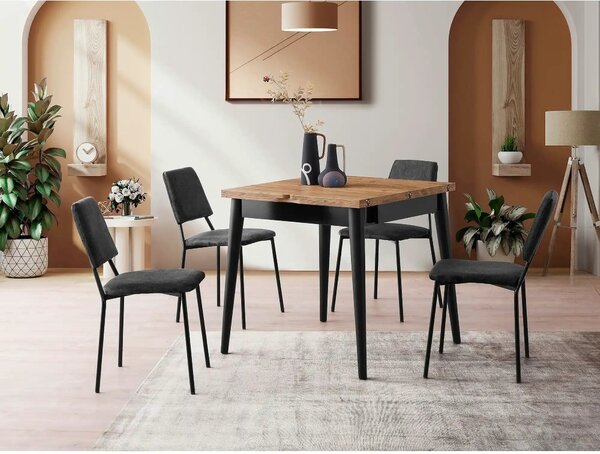 Masa extensibila TOTEM 3043, stejar/negru, PAL melaminat, 80/160x80x75