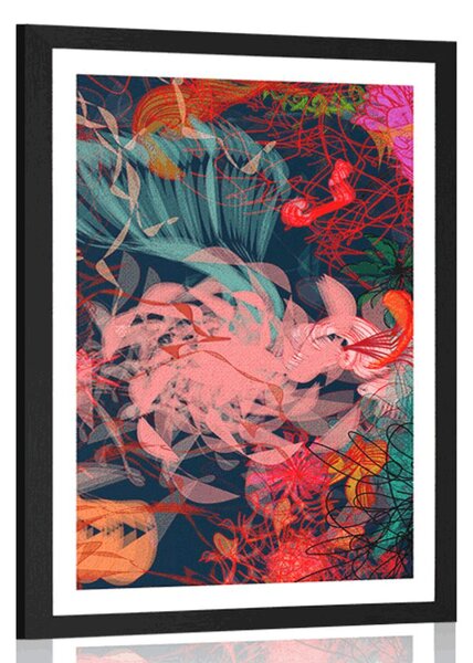 Poster cu passepartout flori abstracte