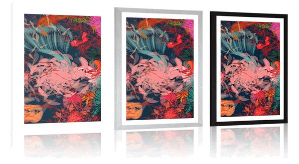 Poster cu passepartout flori abstracte