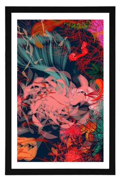 Poster cu passepartout flori abstracte