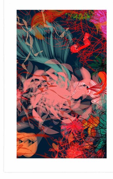 Poster cu passepartout flori abstracte