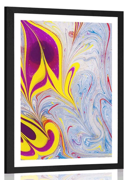 Poster cu passepartout abstracție în stilul Ebru