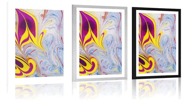 Poster cu passepartout abstracție în stilul Ebru