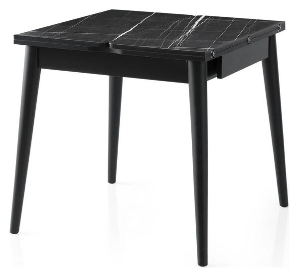 Masa extensibila TOTEM 3041, negru cu efect de marmura, PAL melaminat