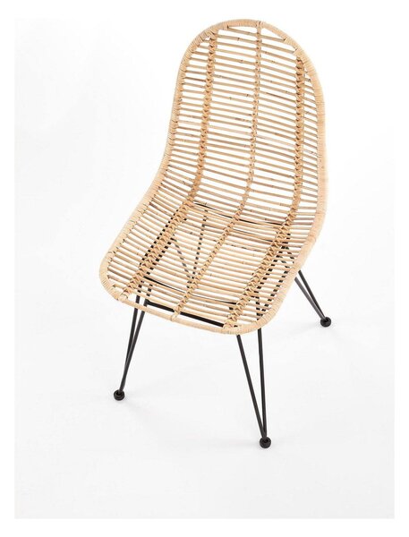 Scaun K337, stejar/negru, ratan natural/metal, 44X55X90 CM