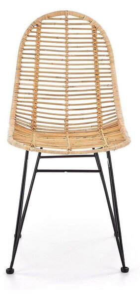 Scaun K337, stejar/negru, ratan natural/metal, 44X55X90 CM
