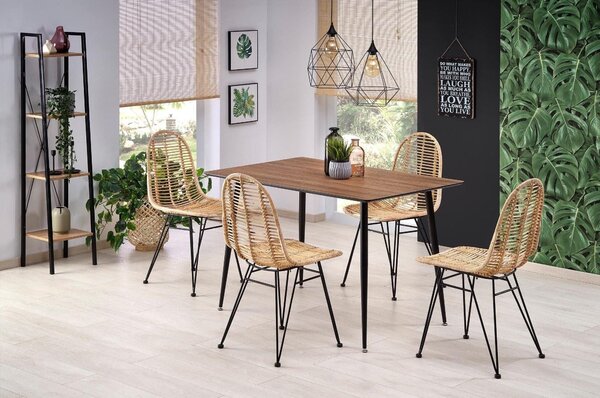 Scaun K337, stejar/negru, ratan natural/metal, 44X55X90 CM