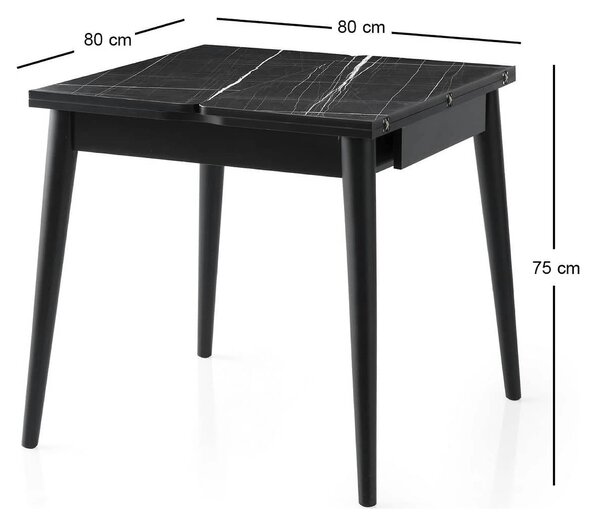 Masa extensibila TOTEM 3041, negru cu efect de marmura, PAL melaminat