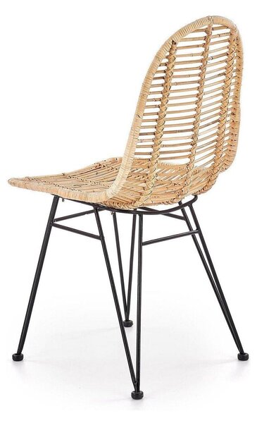 Scaun K337, stejar/negru, ratan natural/metal, 44X55X90 CM