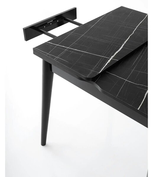 Masa extensibila TOTEM 3041, negru cu efect de marmura, PAL melaminat
