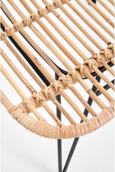 Scaun K337, stejar/negru, ratan natural/metal, 44X55X90 CM