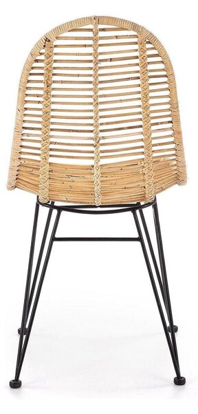 Scaun K337, stejar/negru, ratan natural/metal, 44X55X90 CM