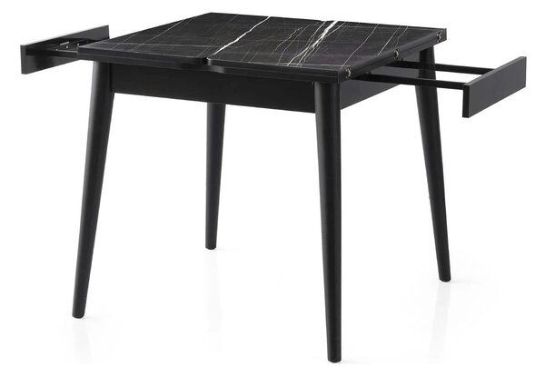 Masa extensibila TOTEM 3041, negru cu efect de marmura, PAL melaminat