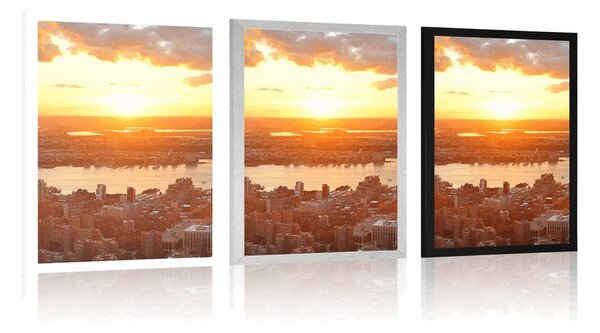 Poster apus de soare deasupra New York-ului