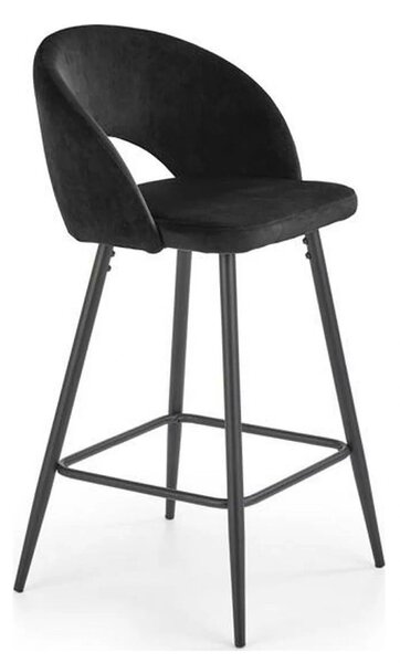 Scaun bar 65 cm H96, negru - HLR 66, stofa catifelata/otel