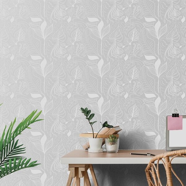 Tapet frunze magice în design gri