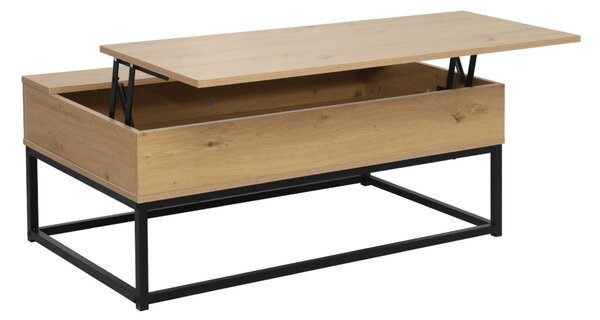 Masuta cafea LIVINA, stejar/negru, DTD laminat/metal, 100x55x40 cm