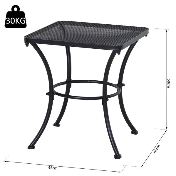 Outsunny Masuta pentru Gradina din Otel cu Blat Perforat, Masuta Patrata pentru Exterior 45x45x50 cm, Negru | AOSOM RO
