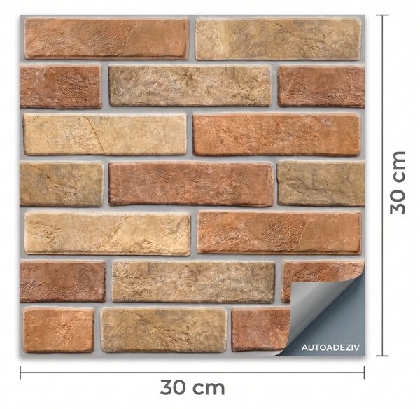 Panouri Decorative 3D Autoadezive, Imitatie Caramida, Set 10 buc (30x30 cm)