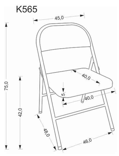 Scaun K565, gri, metal, 46x47x75 cm