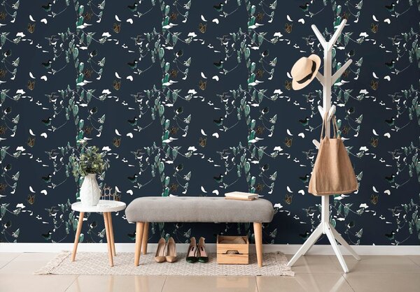 Tapet fluturi frumoși în design albastru