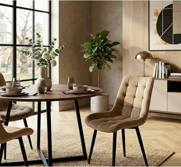 Scaun K580, bej - HLR 11, stofa catifelata/otel, 51x61x85 cm