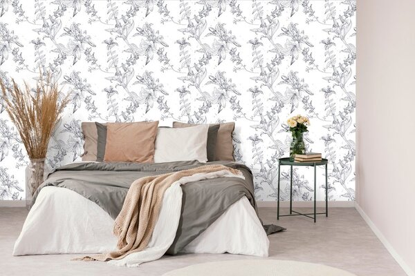 Tapet crinul delicat în design alb