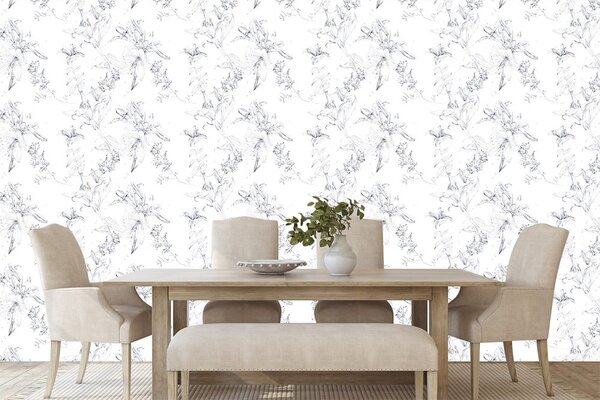 Tapet crinul delicat în design alb