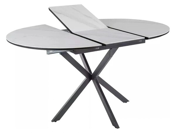 Masa extensibila GASTON, alb mat cu efect de marmura, ceramica/metal