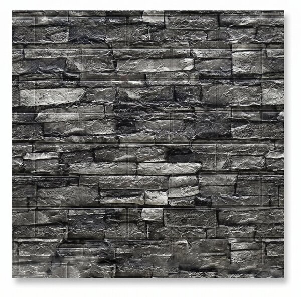 Tapet 3D Autoadeziv Piatra Gri, Set 10 Panouri Decorative, 70 x 77 cm, Grosime 3mm