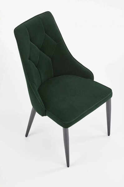 Scaun K365, verde inchis/negru, stofa catifelata/metal, 52x57x90 cm