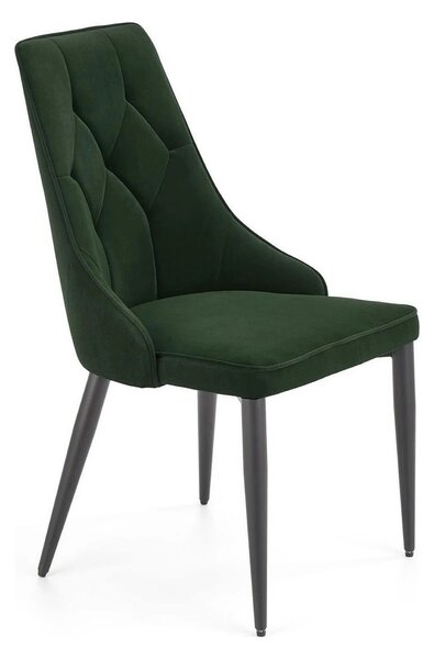Scaun K365, verde inchis/negru, stofa catifelata/metal, 52x57x90 cm