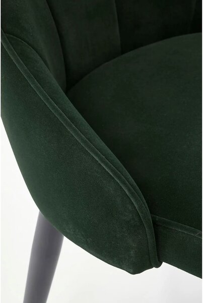 Scaun K365, verde inchis/negru, stofa catifelata/metal, 52x57x90 cm