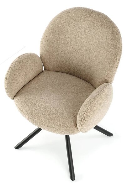 Scaun rotativ K498, cappuccino/negru, stofa buclata/metal, 64x63x90 cm